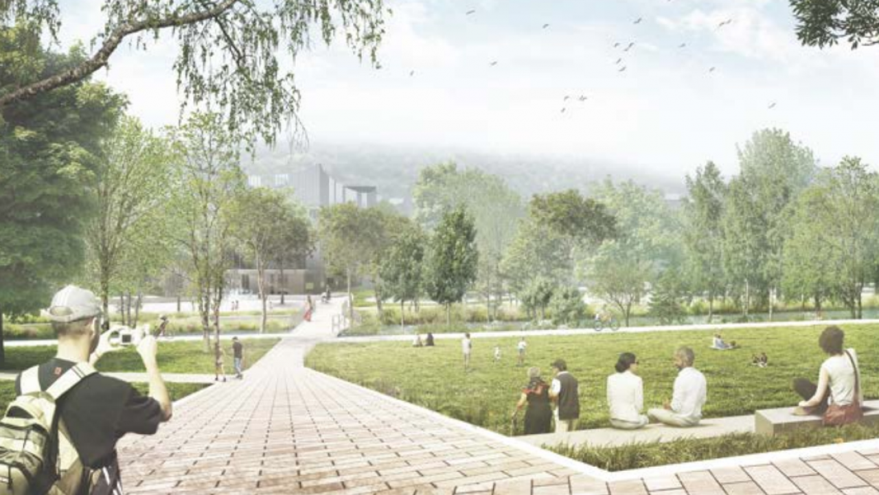 So soll sich nach den Vorstellungen der Planer die Olper Innenstadt entlang der Bigge einmal präsentieren von Landschaftsarchitekturbüro club L94