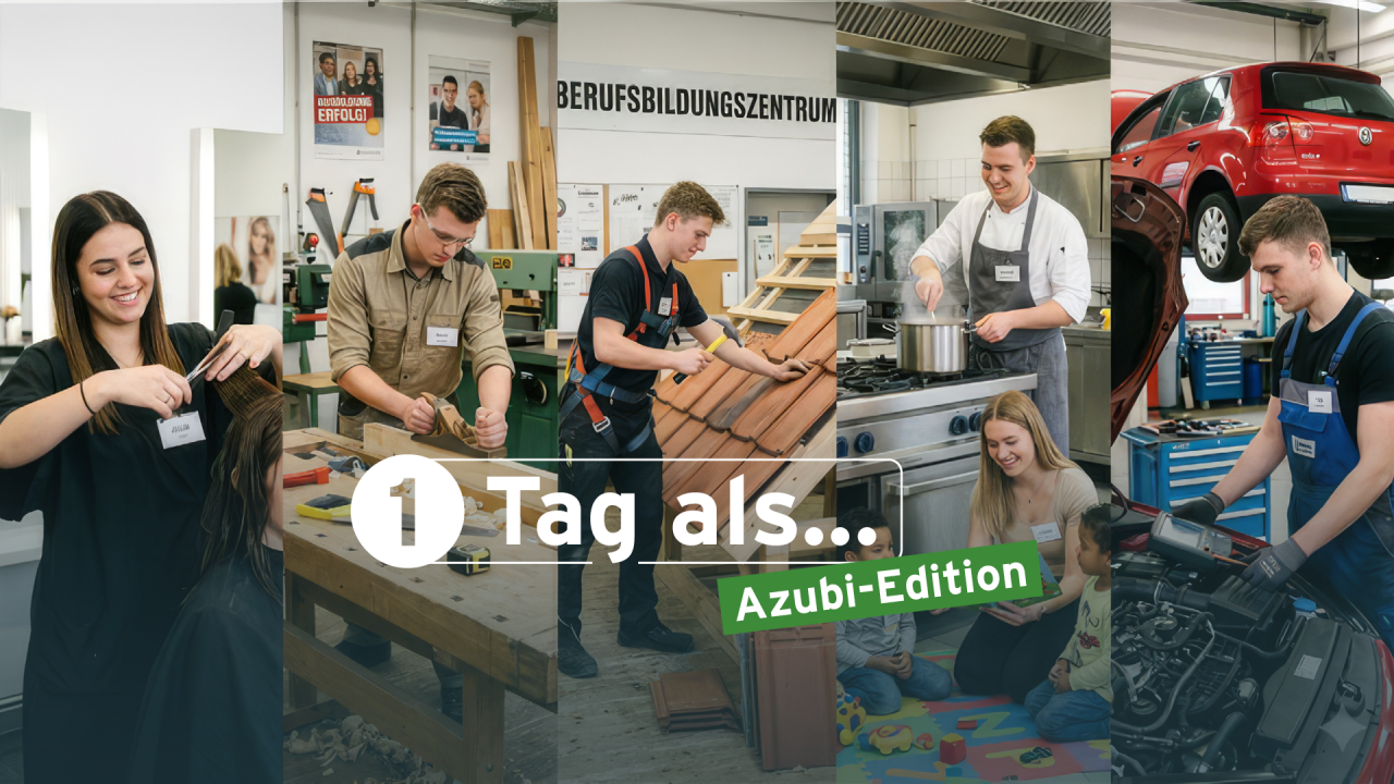 „Was willst du nach der Schule machen?“ – Kaum eine Frage wird Jugendlichen öfter gestellt. Handwerk, Pflege oder doch raus in die Natur? Die Auswahl ist groß. LokalPlus stellt in der neuen Serie „Ein Tag als… Azubi-Edition“ spannende, traditionelle und besondere Ausbildungen im Kreis Olpe vor. von Google Gemini – mit KI erstellt / Grafik: Ralph Schneider