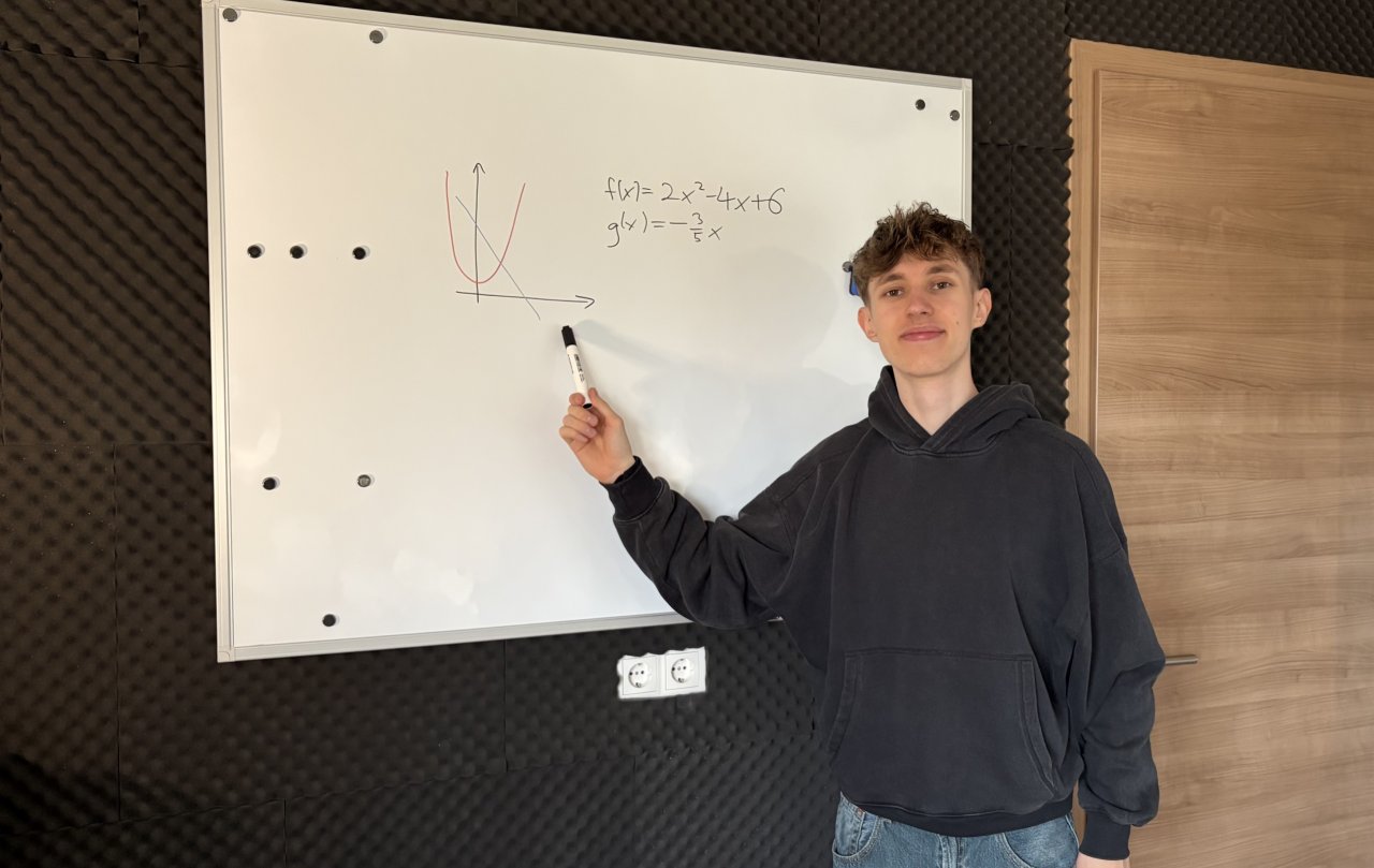Fino Hübner (18) erklärt auf Social Media als „Parabel Pinguin“ Grundlagen der Mathematik – und hilft damit zahlreichen Schülern. von privat