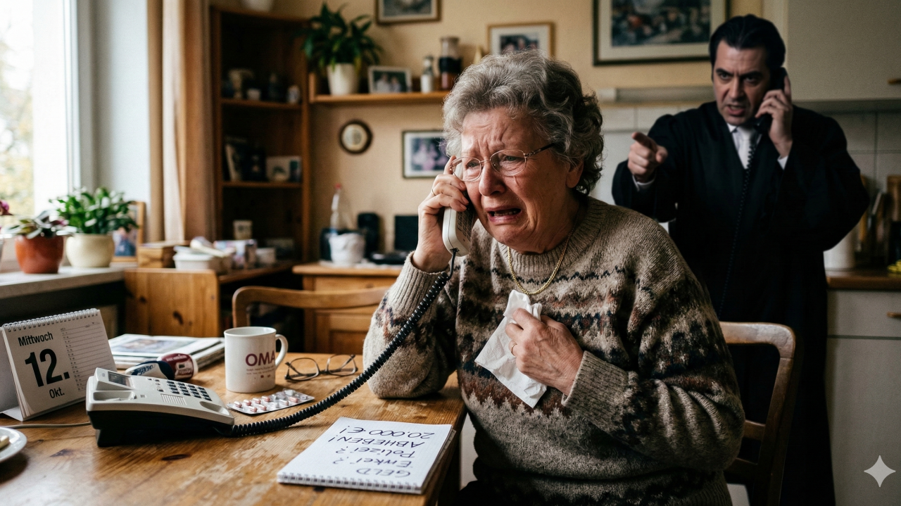 Symbolfoto. Schockanrufe, Betrüger, Telefonbetrug von Google Gemini/Foto mit KI erstellt