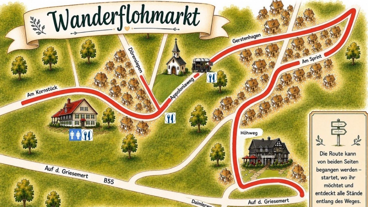 Entlang der Wanderroute durch Griesemert und Waukemicke finden sich mehr als 30 Flohmarkt-Stände. von privat