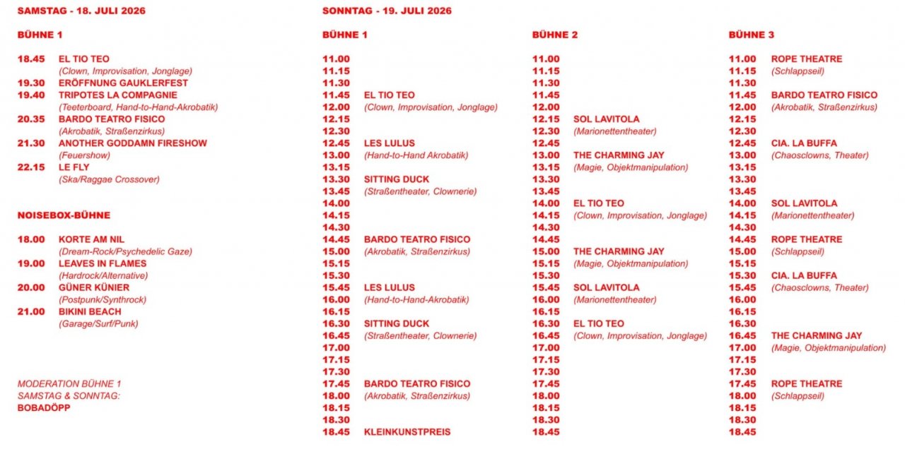 Gauklerfest 2026: Das Programm. von privat