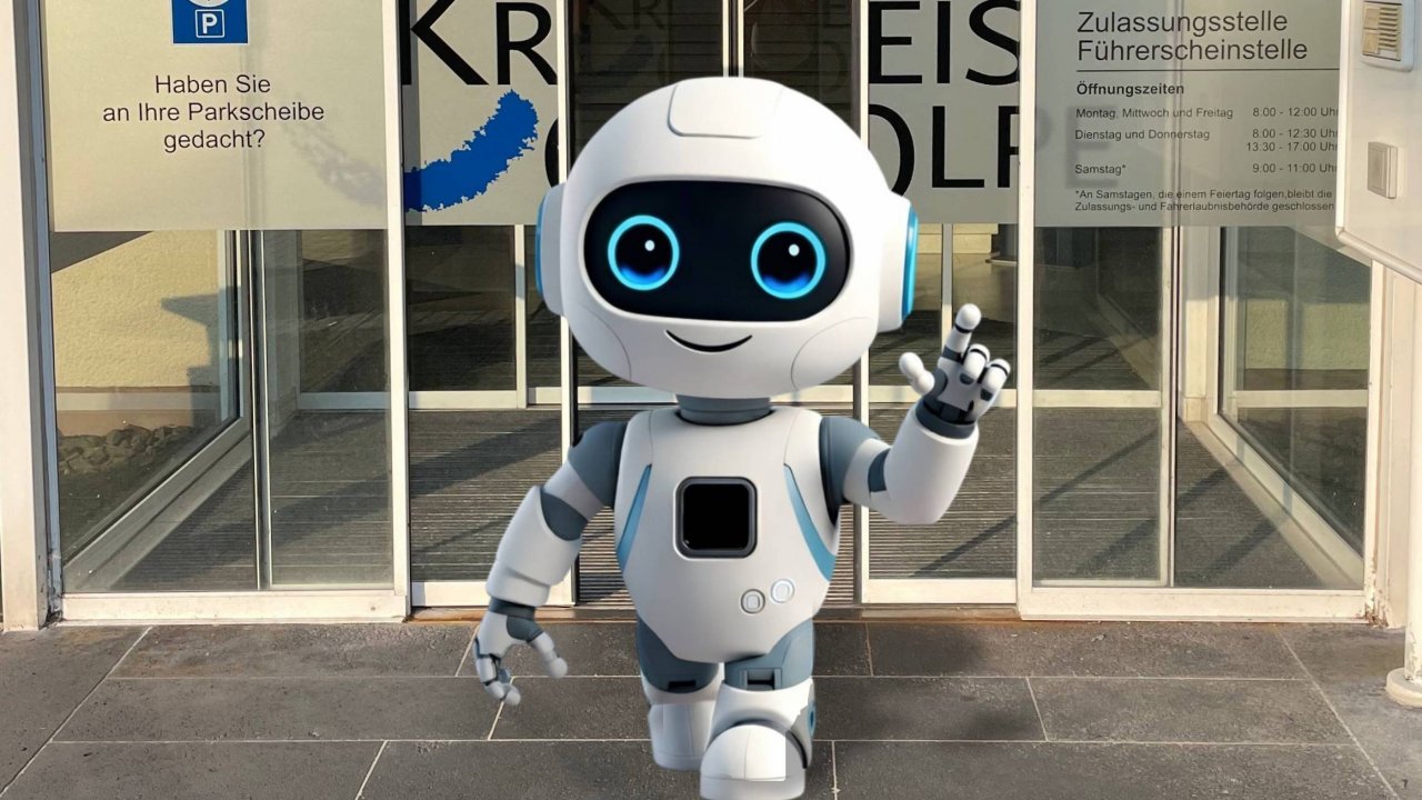 Montage: Telefonbot Charly steht Anrufern bei der Kreisverwaltung ab sofort rund um die Uhr zur Verfügung. von hallocharly.de/Kreis Olpe