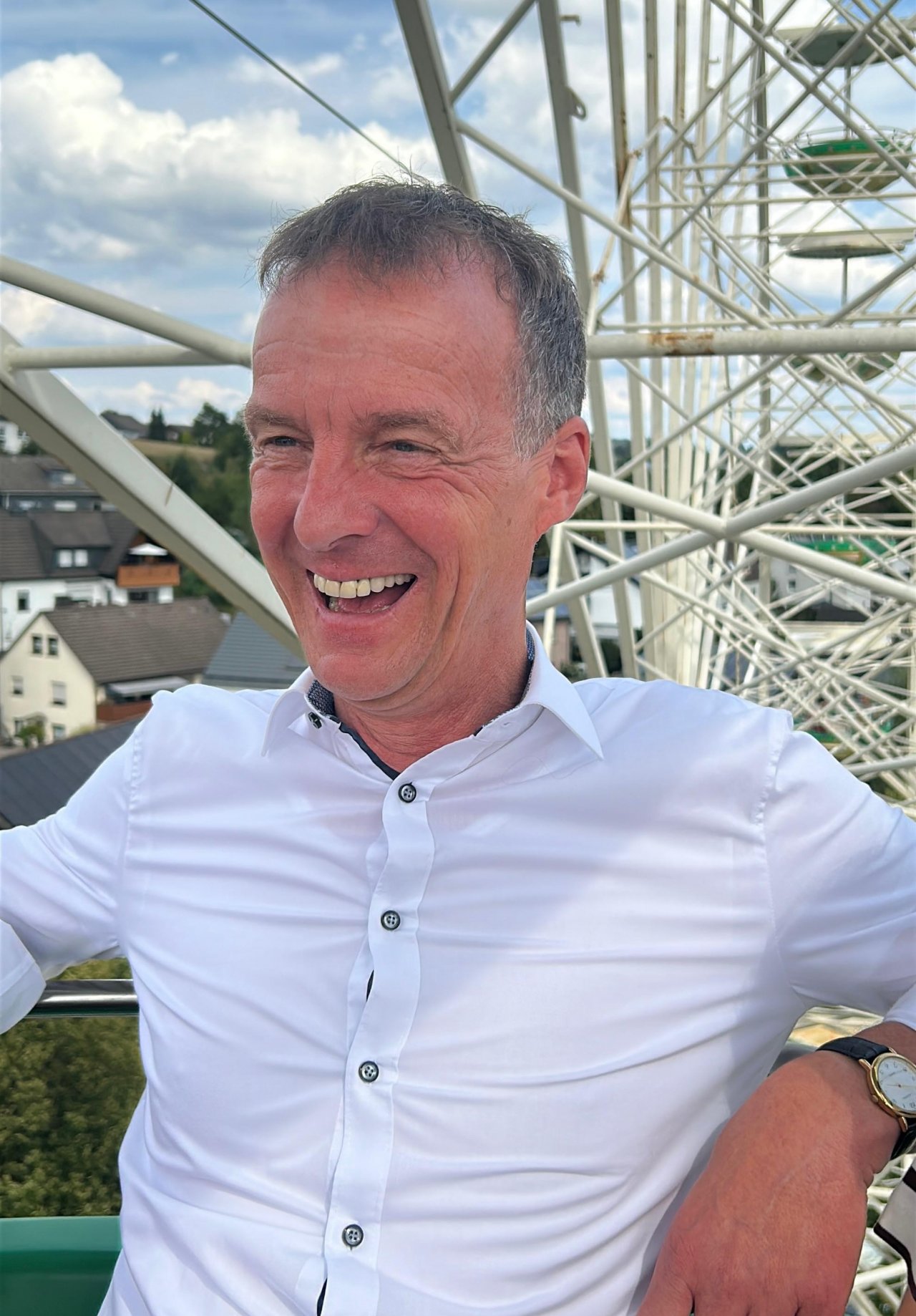 Eine Runde Riesenrad mit Bürgermeister Bernd Clemens. von Nils Dinkel