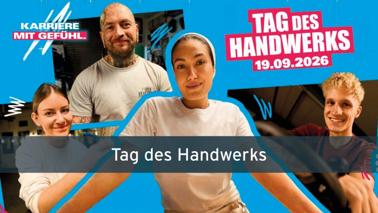 „Karriere mit Gefühl“ ist das Motto des Tag des Handwerks 2026. von Deutscher Handwerkskammertag e.V. / Grafik: Ralph Schneider