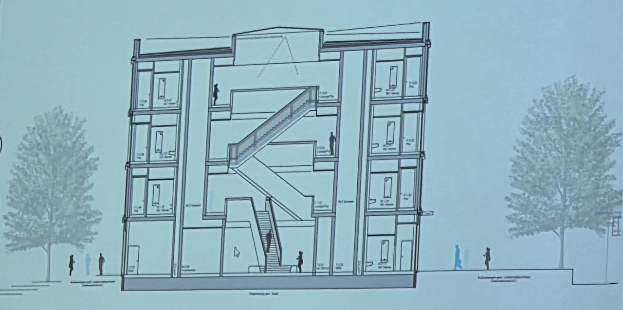 Schnittzeichnung des geplanten Rathauses. von BKS Architekten