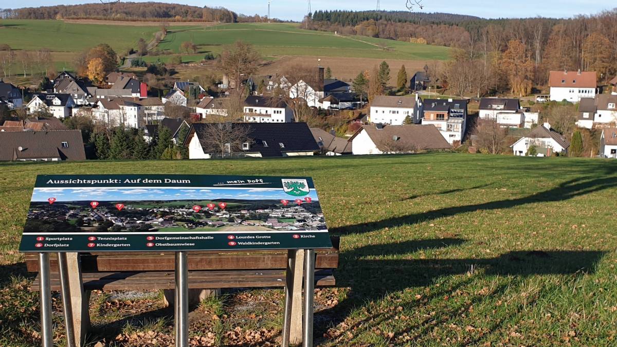 Zwei große Infotafeln an markanten Punkten um Altenkleusheim informieren Wanderer und Interessierte über wichtige Orte in und Fakten zum Ort. von privat