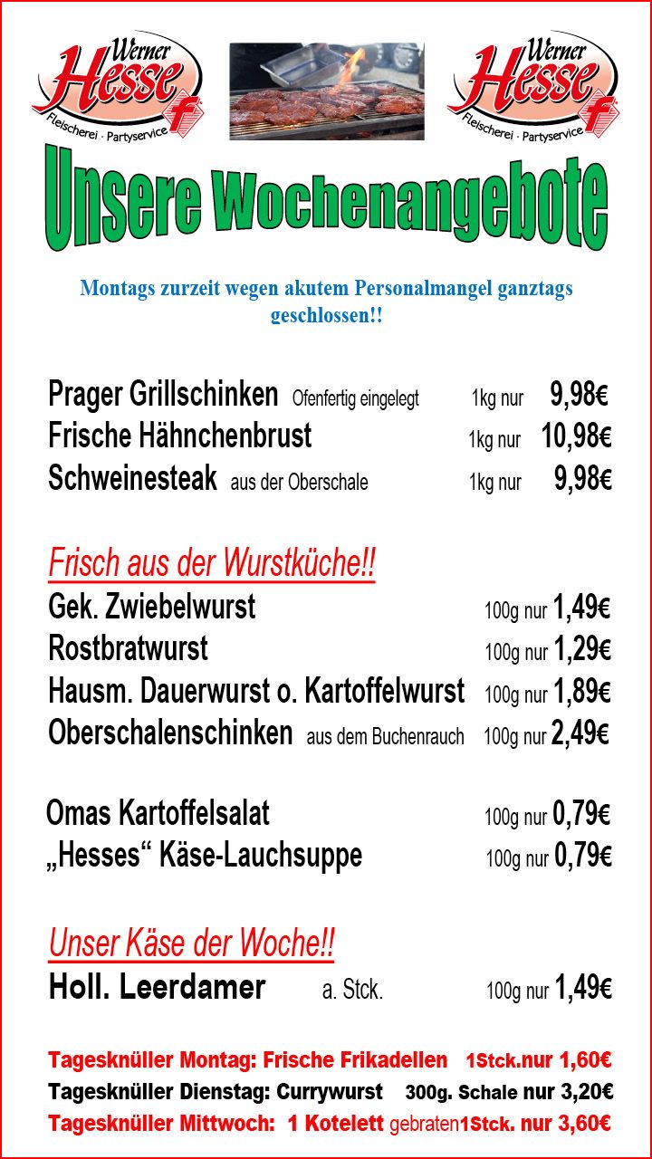 Fleischerei - Partyservice - Eventcatering Werner Hesse