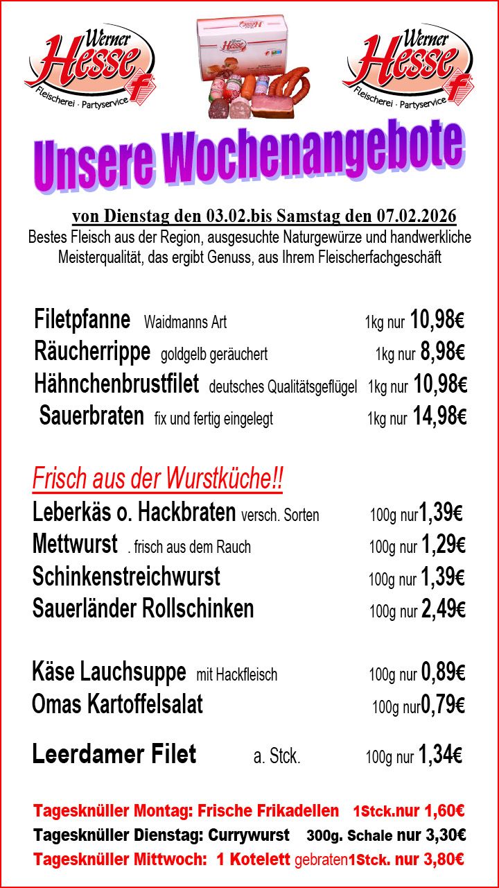 Fleischerei - Partyservice - Eventcatering Werner Hesse