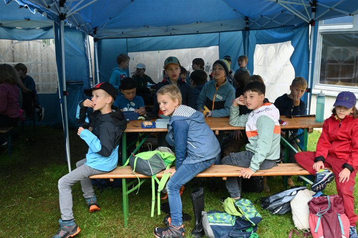 Bei der Wald- und Hüttenbauwoche der OT Olpe wird fleißig gewerkelt.