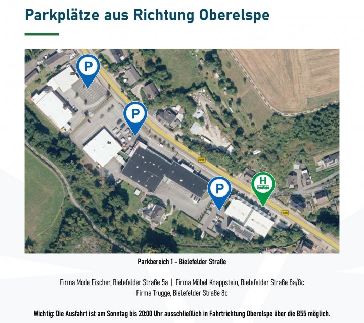 In der Festschrift zum Kreisschützenfest zeigt der Schützenverein Elspe, wo die Besucher parken können.