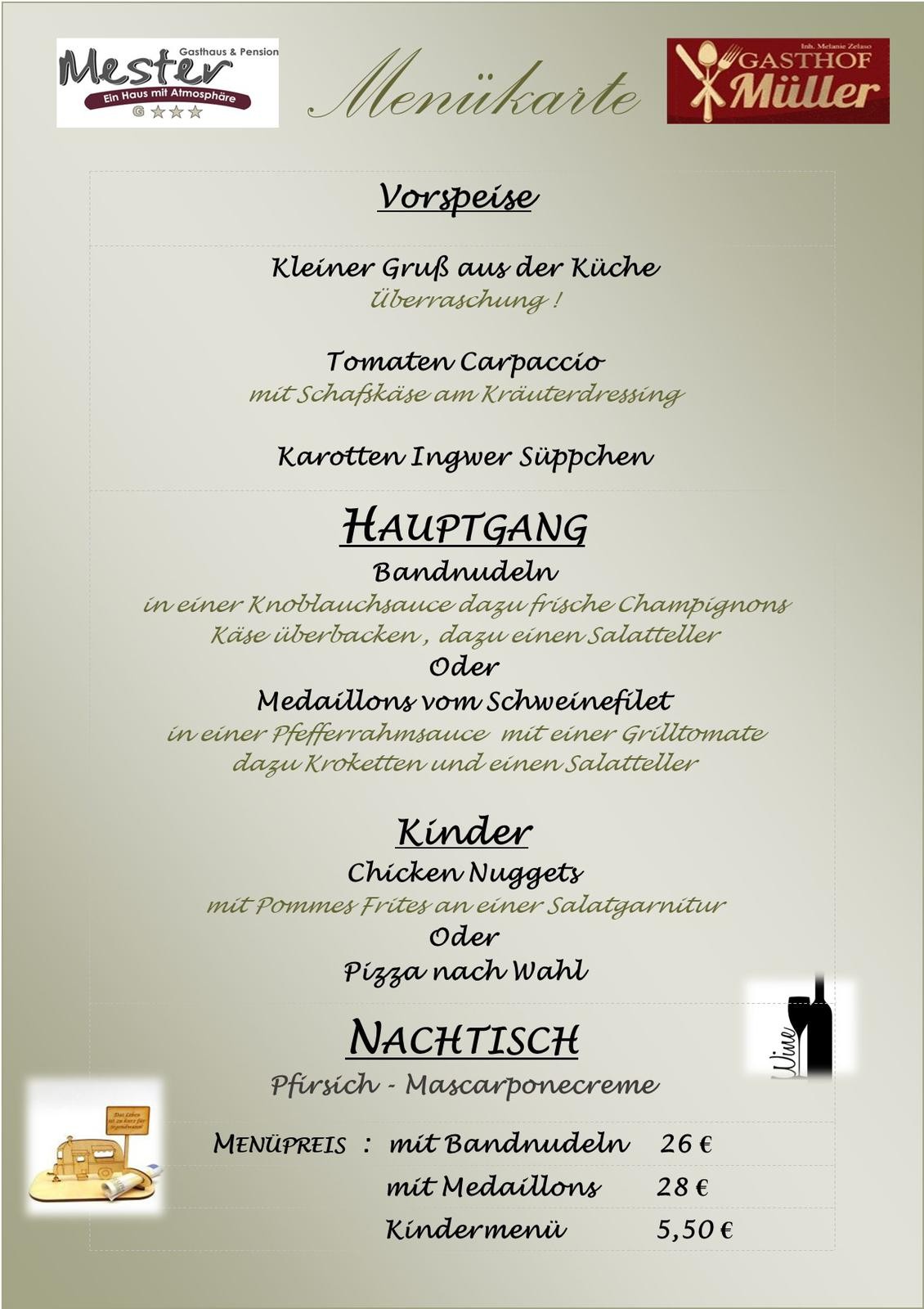 Die Speisekarte verspricht leckere Gaumenfreuden.  von privat