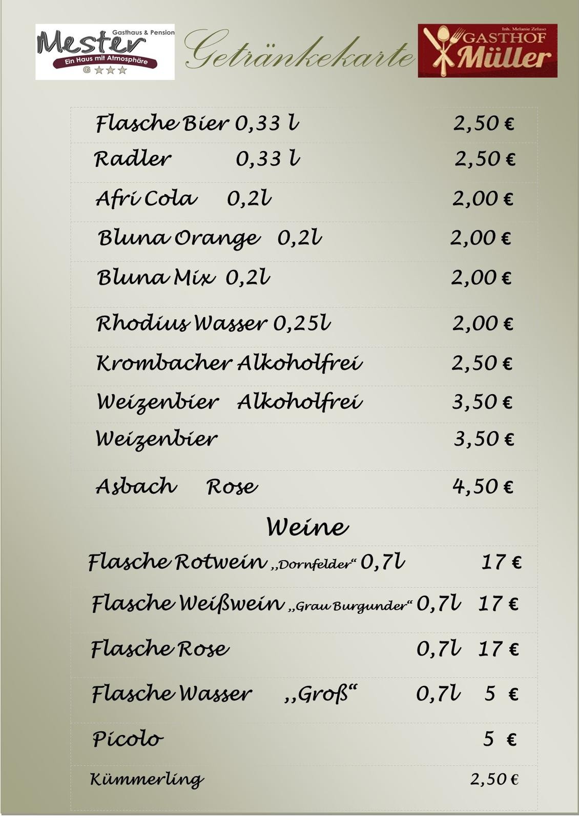 Auch die Getränkekarte lässt fast keine Wünsche offen.  von privat