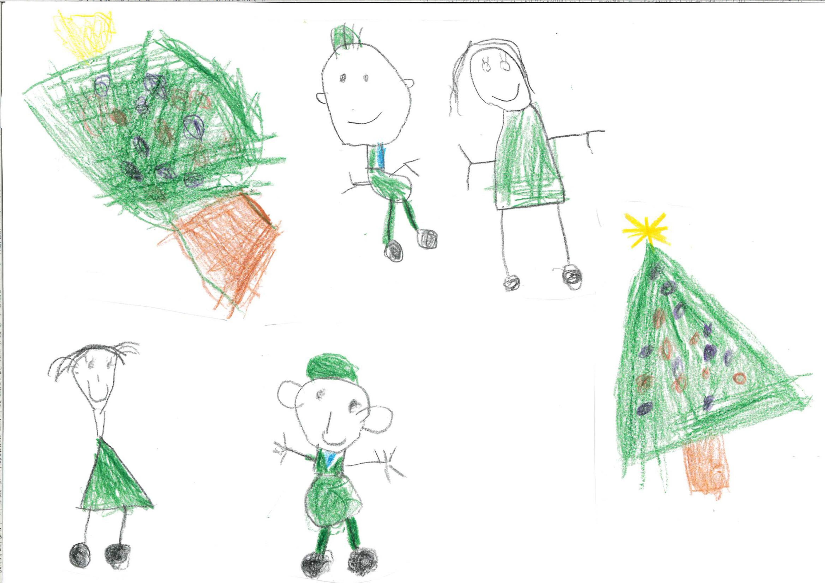 Die Kindergartenkinder haben die Schützen beim Abholen der Bäume gemalt - und sagen Danke. von privat