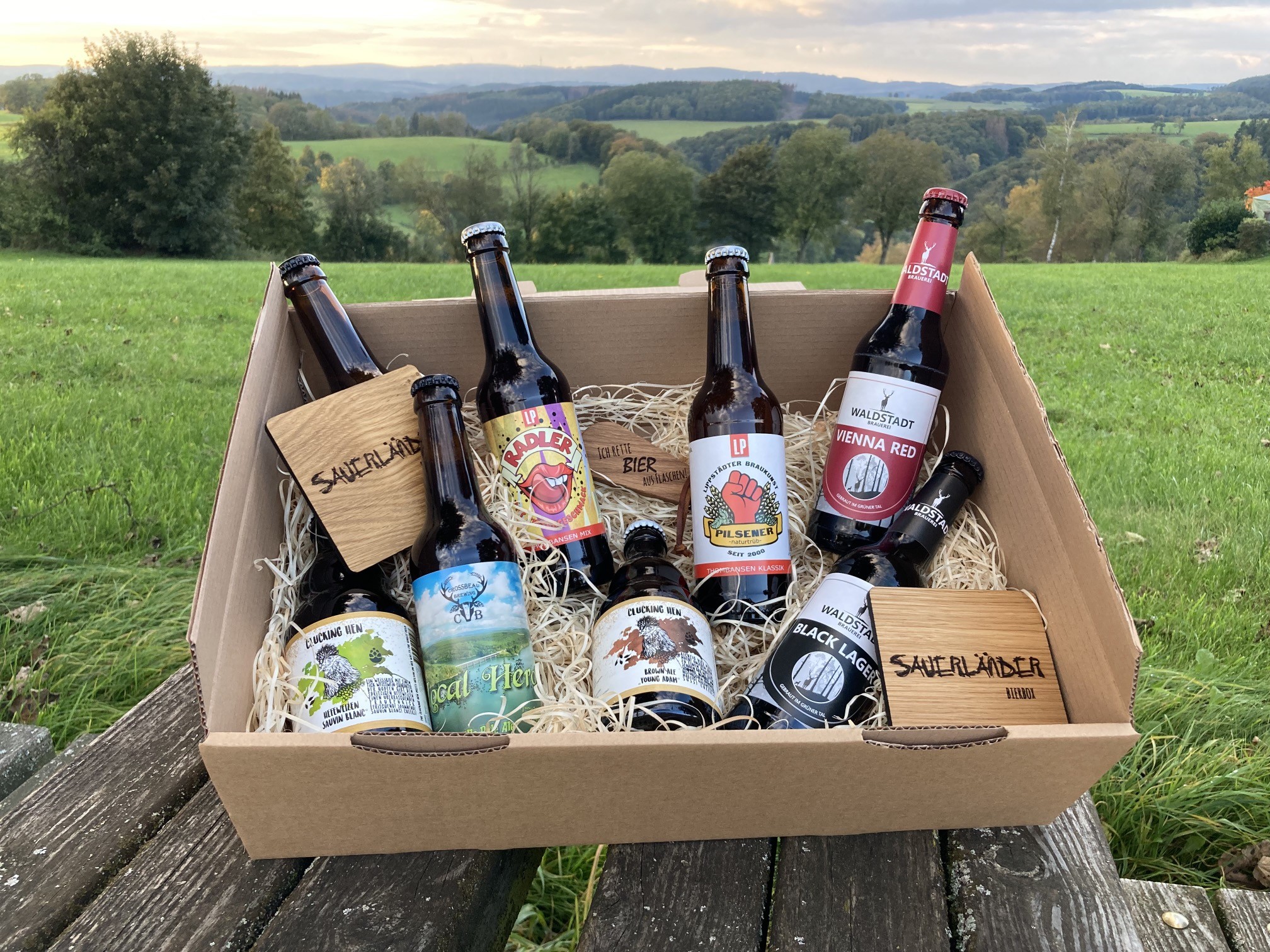 Acht regionale Biersorten findet man in der Box. von privat