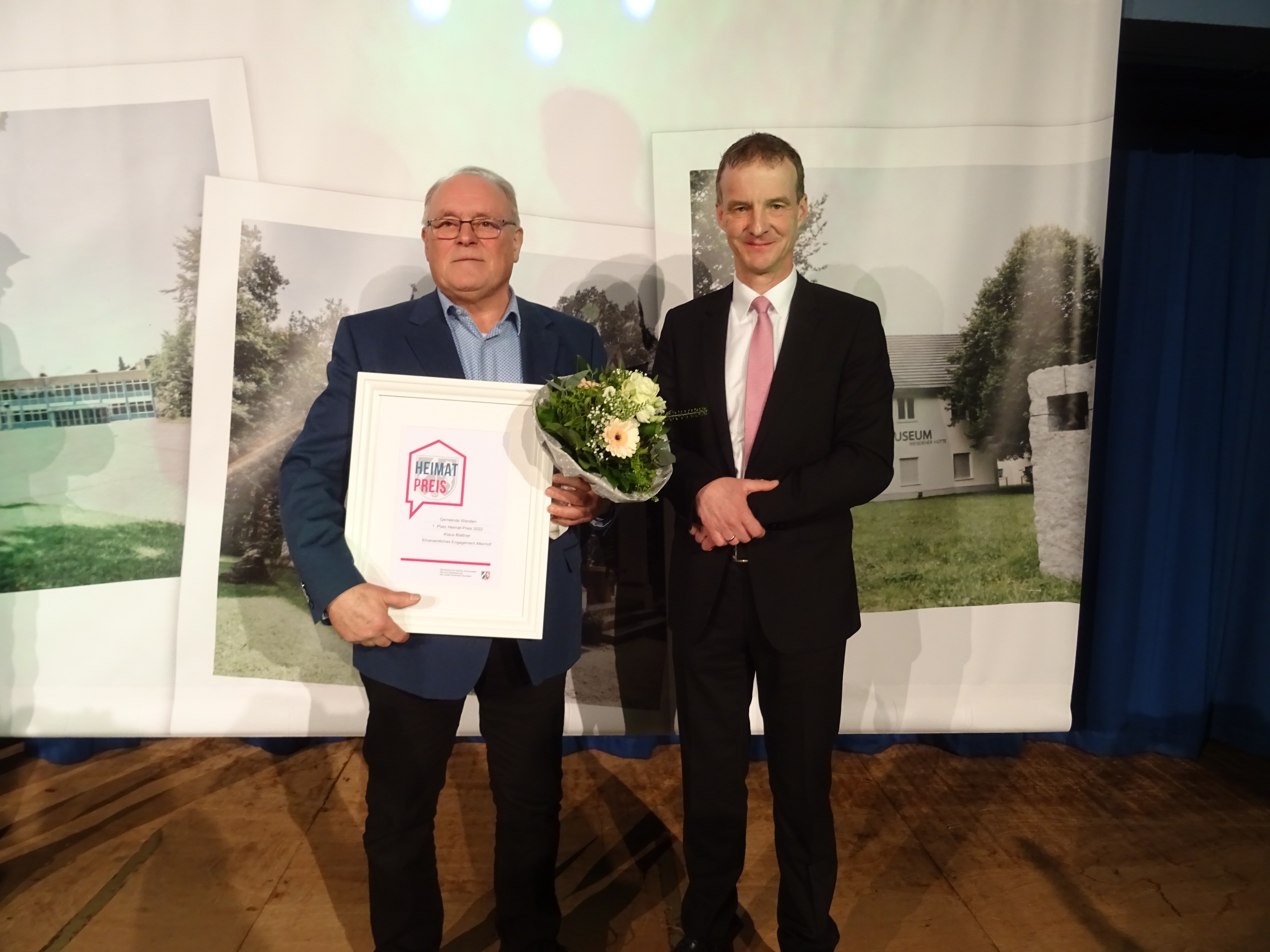 Neujahrsempfang 2023 der Gemeinde Wenden: Heimatpreisträger Klaus Blattner und Bürgermeister Bernd Clemens von Sigrid Mynar