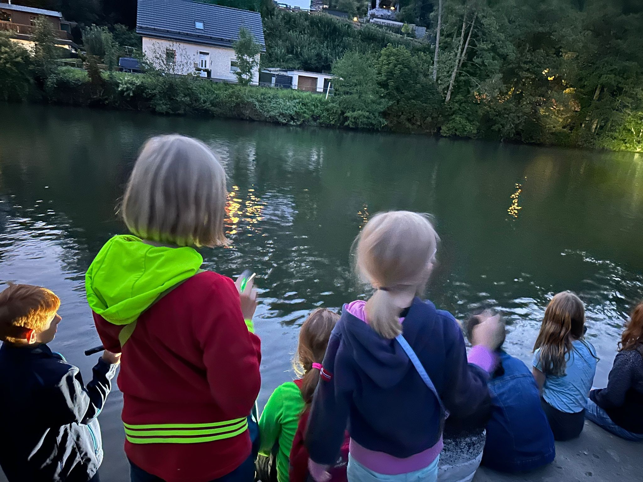 Zusammen mit dem NABU beobachteten die Kinder die Fledermäuse. von privat