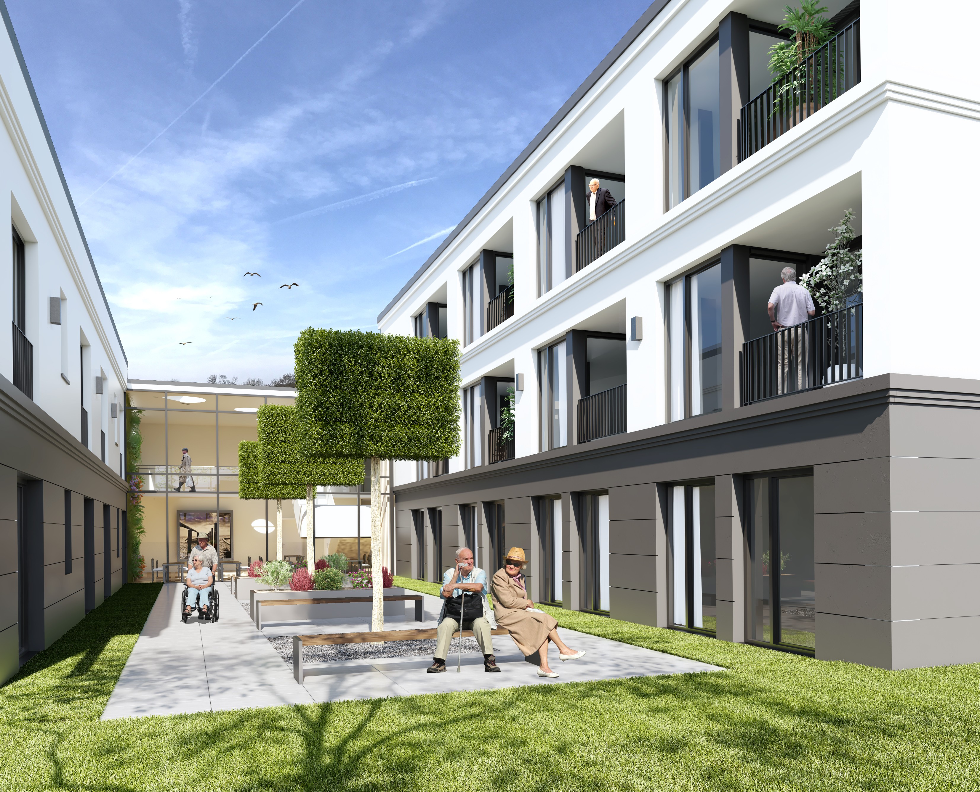 So soll der Innenhof des Caritas-Senioren-Wohnparks in Welschen Ennest aussehen. von Caritas Kreisverband