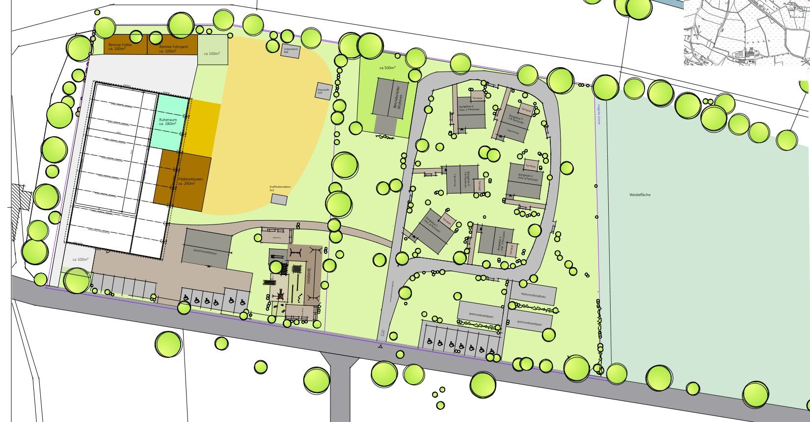 So sieht der Konzeptplan für das Feriendorf in Rothemühle aus. von Archifaktur Lennestadt