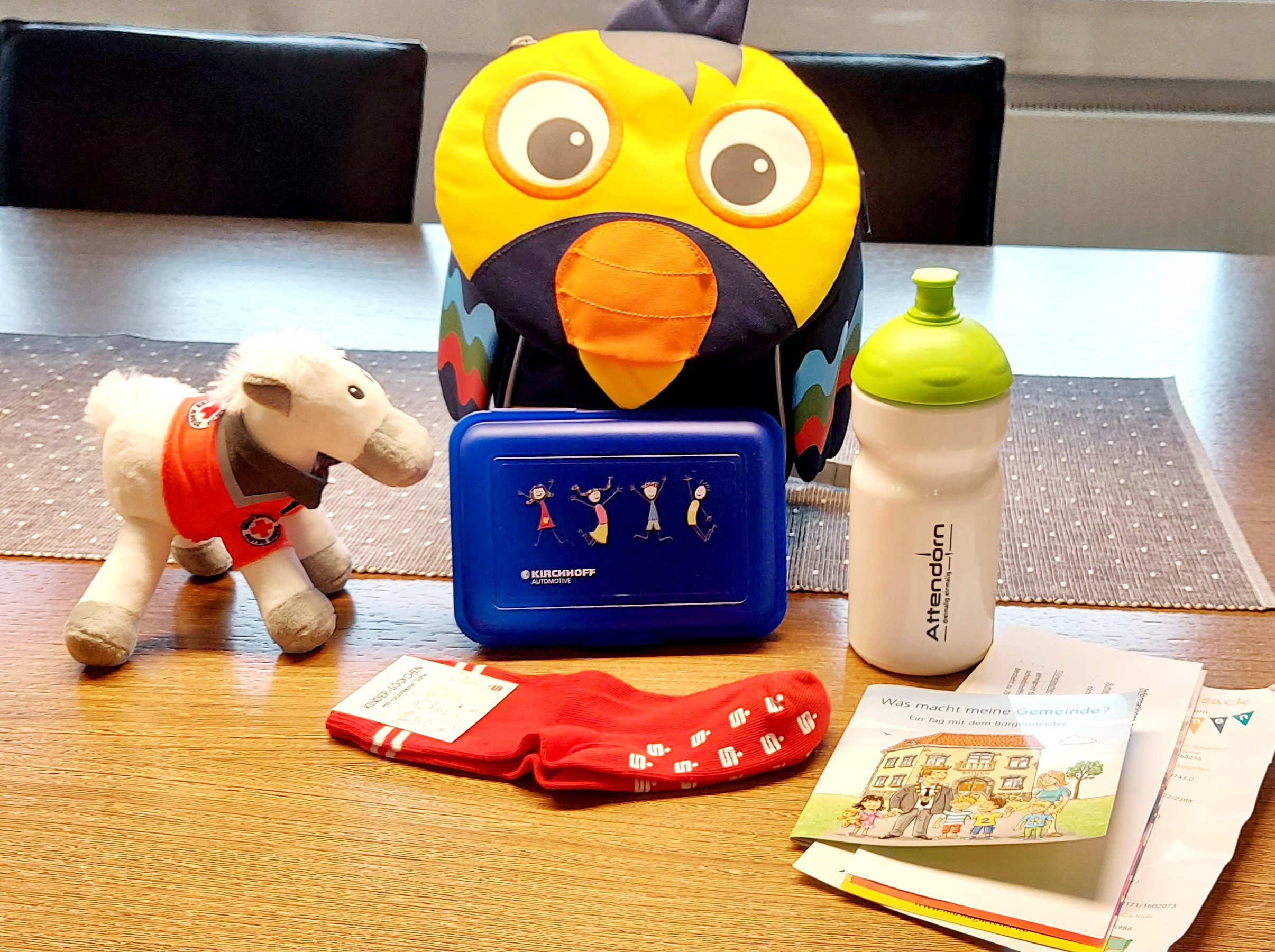 Der Inhalt des Begrüßungsrucksacks. von privat