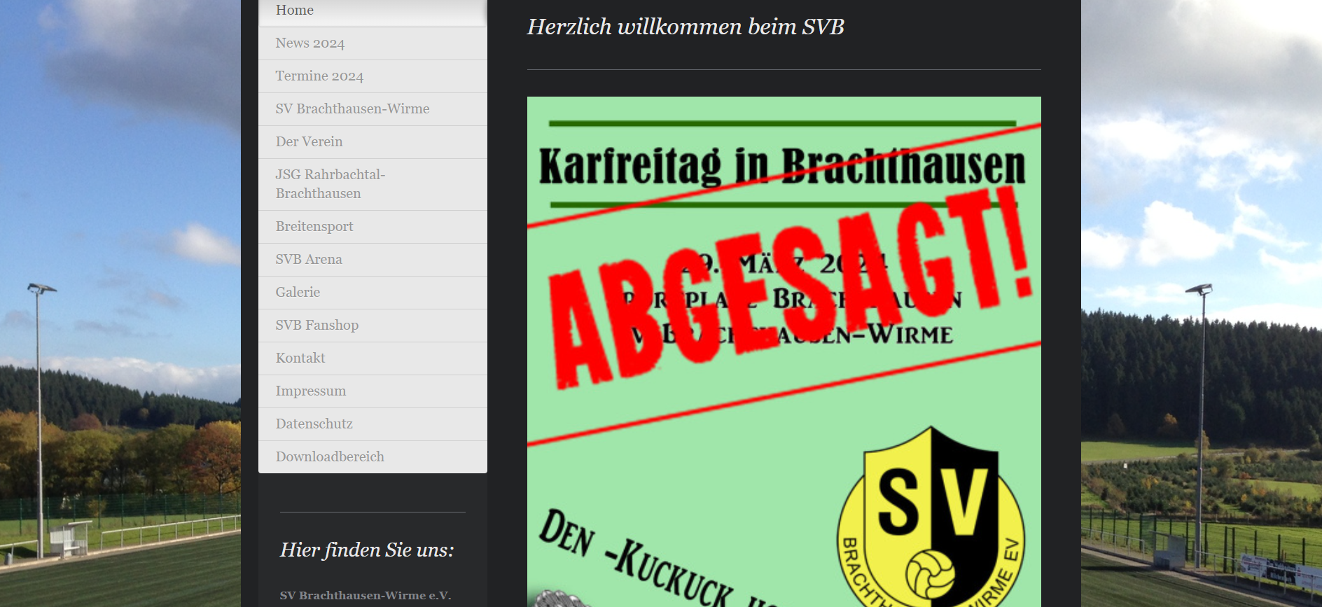 Der SV Brachthausen-Wirme verkündet die Absage auf seiner Website. von SV Brachthausen-Wirme