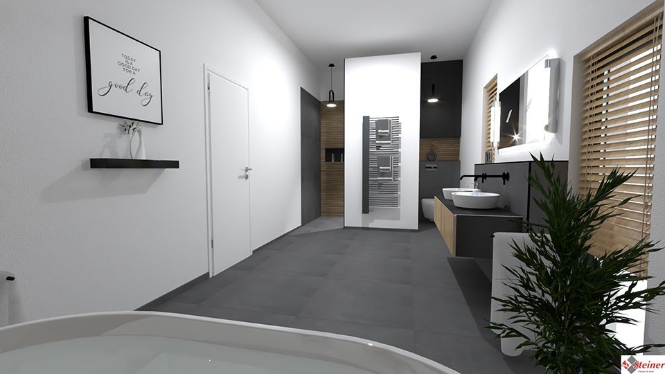 Anhand einer 3D-Visualisierung können Sie Ihr neues Bad bereits vor dem Bau ansehen von M. Steiner Fliesenfachhandel