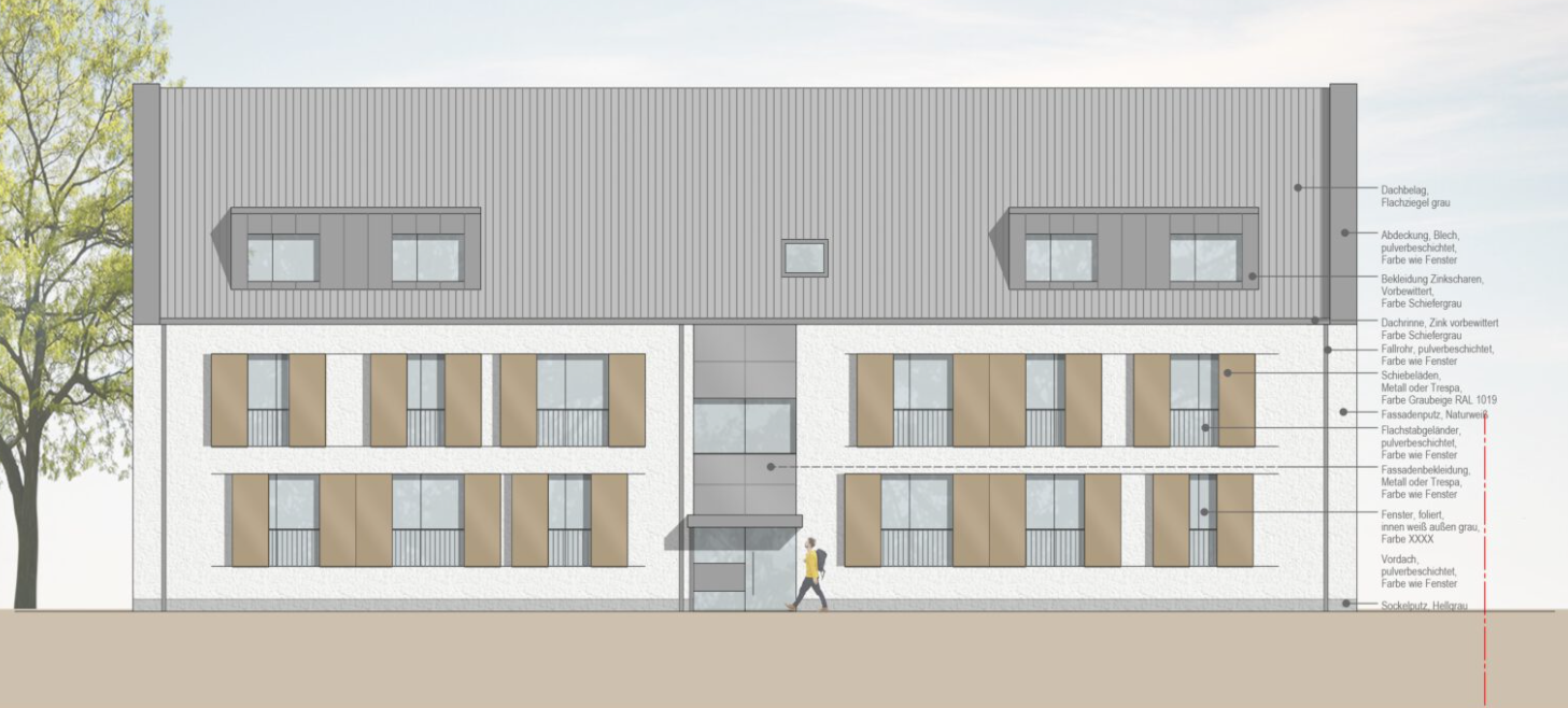 Ansicht des geplanten Neubaus von der Mittelstraße. von SBG Meschede