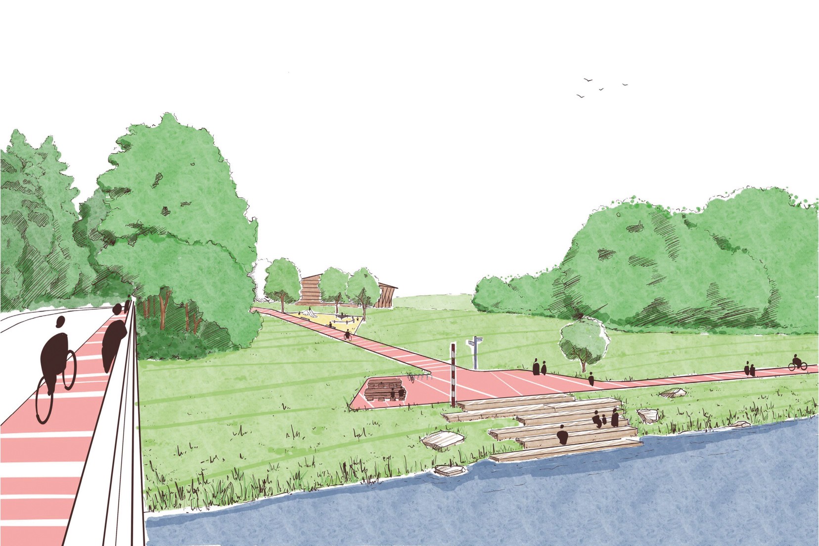 Im Finnentroper Ortsteil Rönkhausen soll ein neuer und vielseitig nutzbarer Aufenthaltsort direkt an der Lenne entstehen. von Planungsbüro DTP Landschaftsarchitekten GmbH