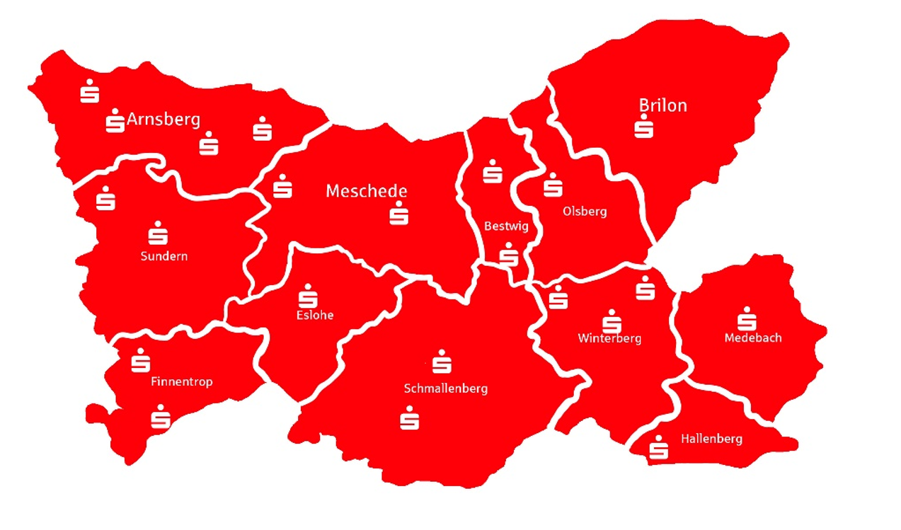 Geschäftsgebiet von Sparkasse Mitten im Sauerland