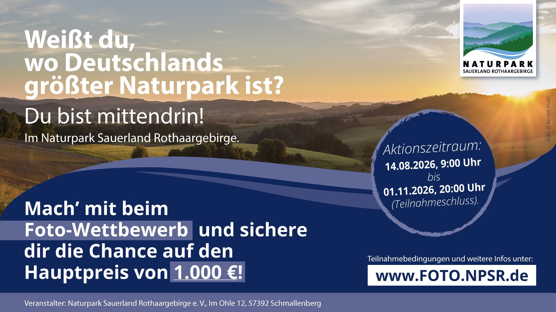 Mit einem Fotowettbewerb möchte der Naturpark Sauerland die Menschen in der Region dazu einladen, die schönen Momente in der Natur sichtbar zu machen. von Kutscher» Film- und Studiokreation